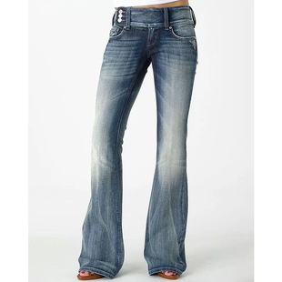 Source manufacturers cross-border Amazon Europe and the United States foreign trade explosions 2022 retro side button waist micro-pull jeans