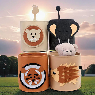Children's Toys Cartoon Felt Bucket Storage Basket Baby's Dirty Clothes Basket Home Daily Snacks Sundry Felt Storage Bucket