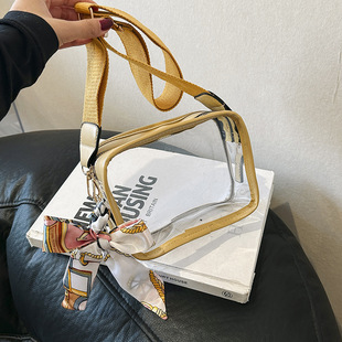 Transparent bag women's bag 2023 Summer new wide shoulder strap small square bag Korean fashion PVC shoulder crossbody phone bag