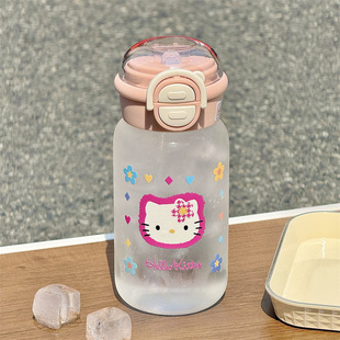 KT Water Cup Glass Cute High-value New Style Suction Cup Large Capacity Portable Handler Student Children's Cup Children's Cup