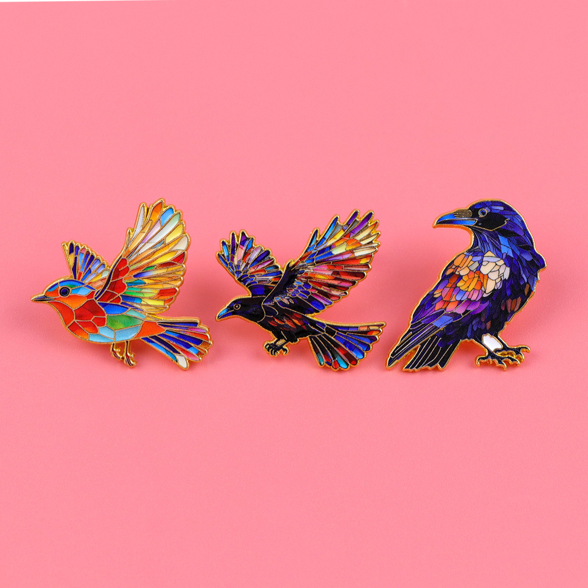 Colorful Crow Bird Brooch Badge Clothing Backpack Accessories Pin Cross-Border Trade Hot-Selling Alloy Badge