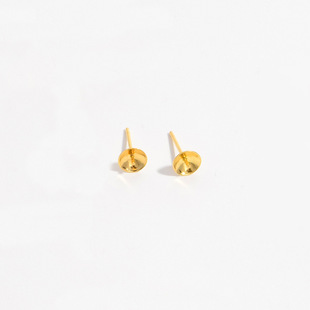 S925 sterling silver ear pin 18K gold-wrapped color-preserving ear studs empty support handmade DIY earrings material Pearl Bowl Cup holder SE9