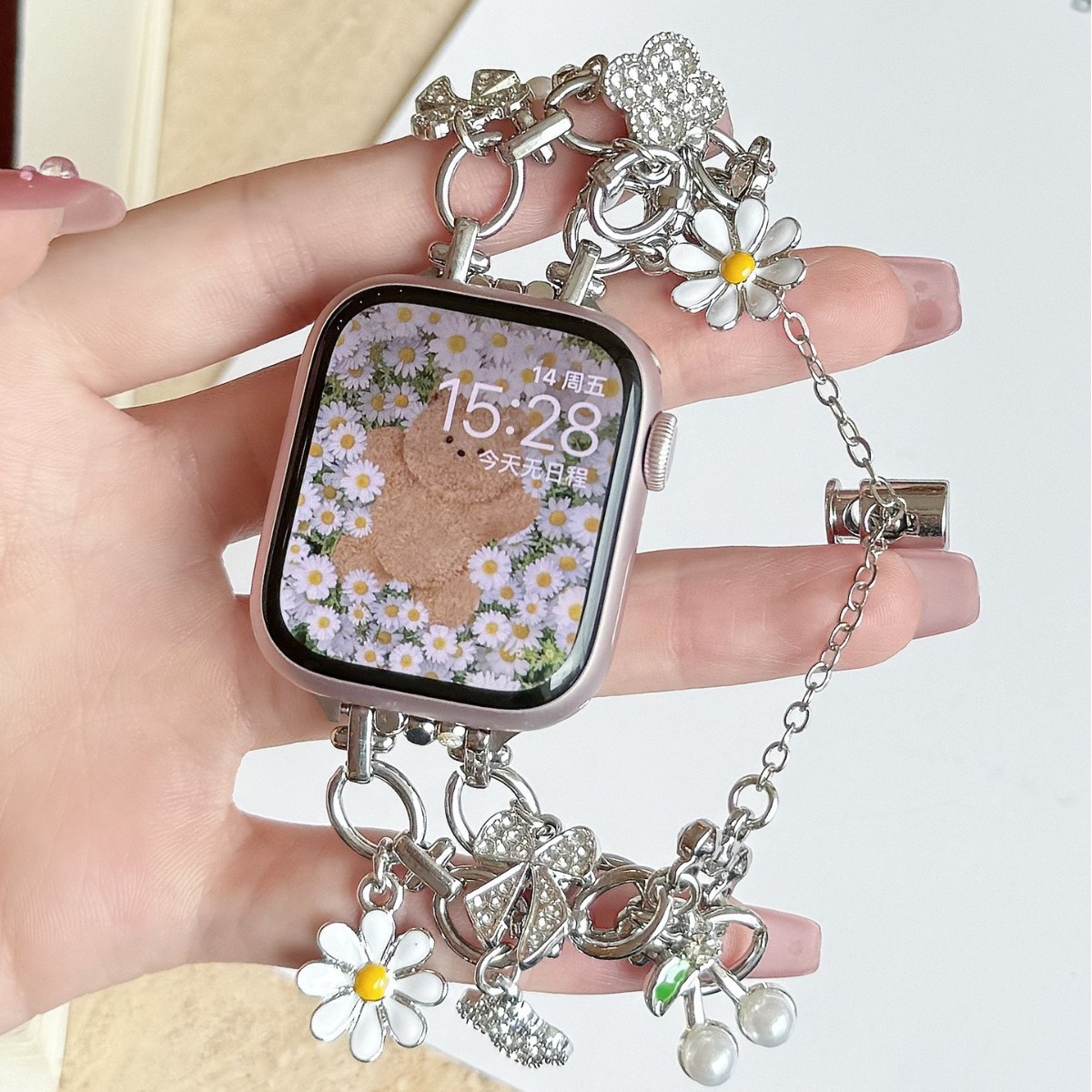 Butterfly and flower watch band for Apple iWatch 123456789S10 watch wristband.