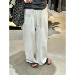 Cotton and Linen Wide-leg Pants Women's 2025 Spring and Summer New Arrival Laid-back Solid Color All-match Casual Pants Loose Dose Slimming Straight-leg Pants