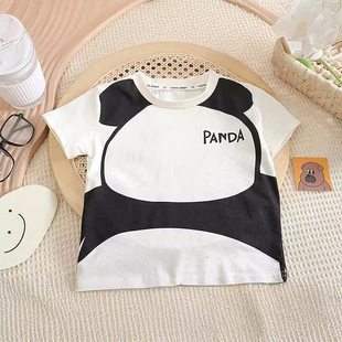2024 Children's Summer Short-sleeved suit Boy's New Full Print Panda Casual Baby Two-piece Clothes