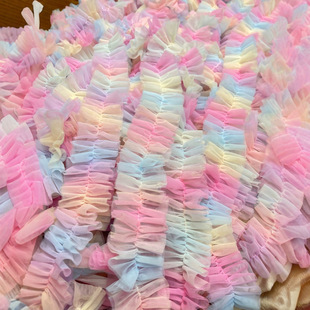 5cm Wide Macaron Rainbow Double-Layer Mesh Shaped Encryption Shaped Puffy Mesh Shaped Mesh Excipients