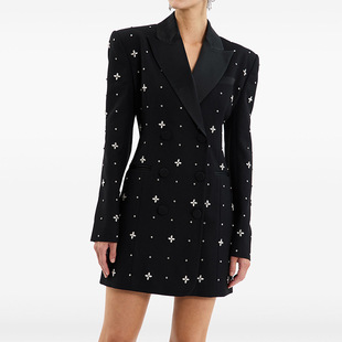 2025 European and American Star Fashion New Heavy Industry Beaded Diamond Dress Slim Fit Short dress