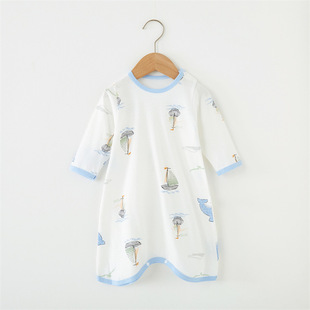 Newborn sleeping bag home clothes 0-2 years old nightgown infant baby pajamas one-piece nightdress Four Seasons Universal