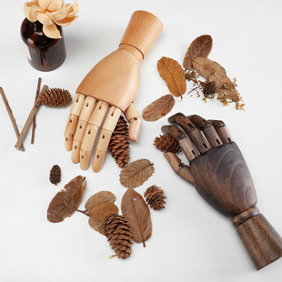 Log Color Solid Wood Hand Model Props Display Shelf Jewelry Ring Simulation Hand Model Clothing Store Display Props