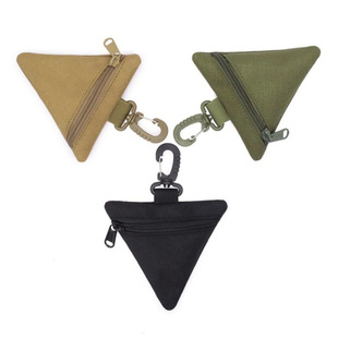 Outdoor Triangle Tactical Coin Purse Coin Bag Coin Purse Storage Bag Flap Pocket Pants Clip Key Chain Storage Bag