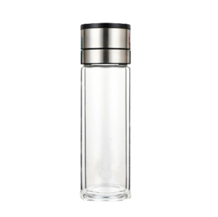 Solid bottom steel lid one-key open lid quick open cup car water cup double-layer heat insulation high borosilicate glass cup tea separation