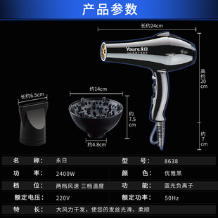 Yongri Processing Customized Negative Ion Hair Dryer High-Power Hair Salon Home Hair Dryer Multi-Level Adjustment Hair Dryer
