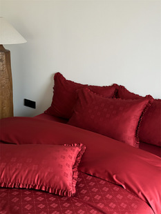 100 long-staple cotton red wedding four or six-piece wedding wedding jacquard quilt sheets cotton bedding