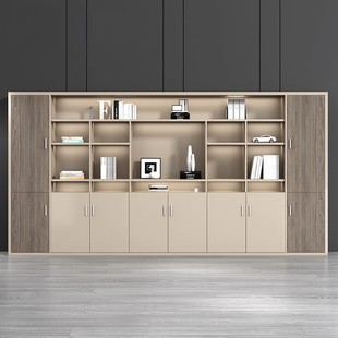File Cabinet Wooden Boss Office Background Cabinet Data Cabinet with Lock Storage Wardrobe Floor Bookcase Against Wall