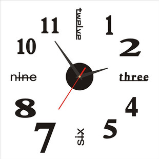 Creative Simple Luminous Digital Clock European diy Silent Wall Clock Study Living Room Punch-free Wall Sticker Clock
