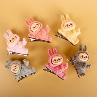 Cute Labubu Lying Posture Hairpin for Women 2025 New Classy Girly Heart Side Bangs Clip Duckbill Clip