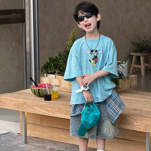 Tairu 2025 Summer New Korean Style Boys' Cartoon Street Breathable T-shirt Children's Top All-match Short-sleeve Trendy