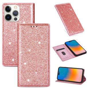 Foreign trade new Samsung S24U glitter magnetic suction iPhone16PRO glitter card flip leather case