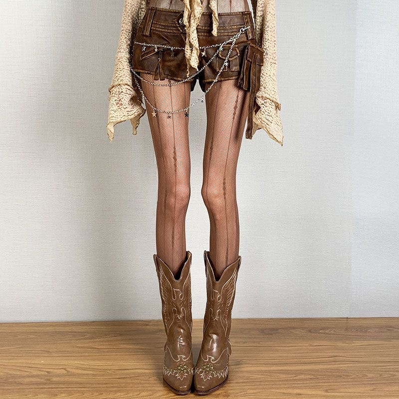 Dark Night Rose Ancora Red Hot Y2K Millennial Fishnet Irregular Music Festival Punk American Light Sub-Pure Desire