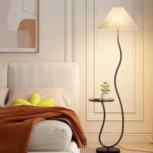 Pleated Floor Lamp Storage Rack Integrated Living Room Sofa Coffee Table Vertical Table Lamp Bedroom Bedside Table Decorative Atmosphere Lamp