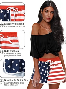 Stars and Stripes Beach Shorts Quick Dry Polyester Beach Quick-Drying Pants