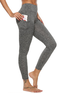 Amazon Explosions Running Sports Fitness Pants Side Phone Pocket Stitching Yoga Bottoming Cropped Pants