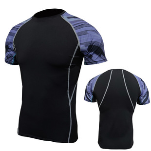 Printed Sports Tight Short-sleeved Men's Polyester Quick-drying Breathable Elastic Fabric T-shirt Basketball Training Tights Fitness