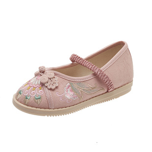Girls' Hanfu Shoes Antique Children's Embroidered Shoes Chinese Style Little Princess Ancient Clothes Old Beijing Cloth Shoes Embroidered Children's Shoes