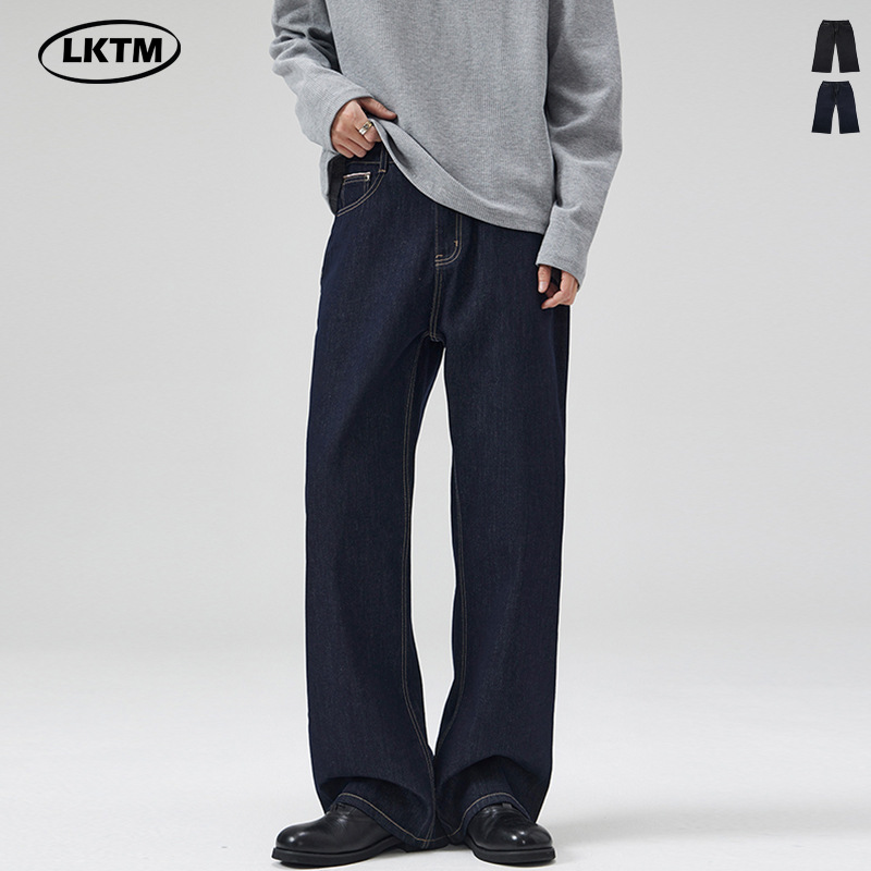 LKTM Men's Dark Blue Original Denim 2021M Jeans Men's Loose Classic Cleanfit Straight Pants