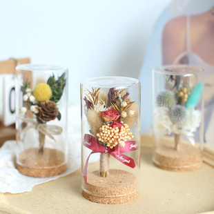 Zanhua Village Real Flower Dried Flower Eternal Flower Glass Cover Accompanying Gift Rose Gympani Car Mini Bouquet Corsage