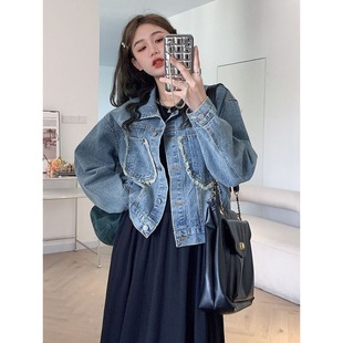 2024 Spring and Autumn High Street Fashion Brand Casual Jacket American Washed Retro Design Denim Jacket Women Wholesale