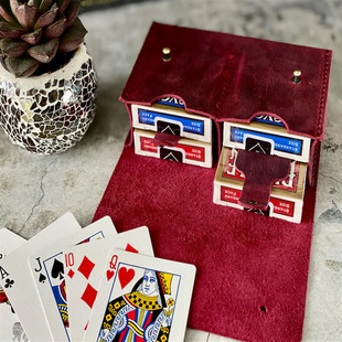 Vintage Leather Four-Pack Poker Storage Bag Portable Table Game Entertainment Poker Card Leather Storage Box