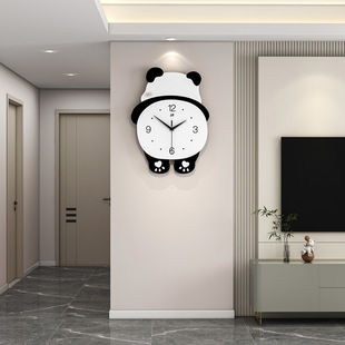 Panda Wall Clock Living Room Simple High-Level Sense Clock Wall-Hanging Home Fashion Cartoon Restaurant Decoration Mute Clock