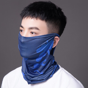 Summer Riding Ice Silk Mask Sunscreen Hanging Ear Scarf Outdoor Sports Neck Set Breathable Hanging Ear Face Scarf Cross Border
