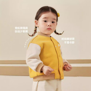 Baby Baseball Suit Coat Boys' Jacket 2024 New Autumn Girl Fleece Children's Jacket Western Style