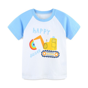 AostaBetty Children's suit Summer New Car Printed Boys Short-sleeved suit European and American Style Children's Wear Cross-border
