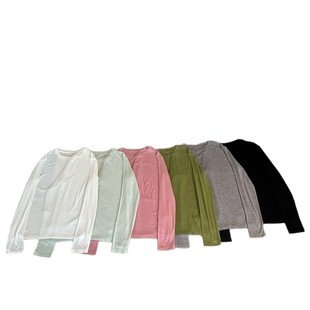 French LEMA Home 6-color Base Shirt Long Sleeve Thin Sunscreen T-shirt Women's Cool Paper All-match Comfortable Seasonal