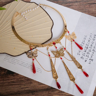 Ming-made Hanfu Necklace Antique Cos Flower City Master Butterfly Collar National Style Butterfly Wreaths Fugui Hanfu Collar