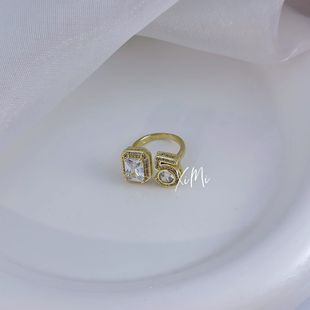 Digital 5-character diamond ring women's opening ins zircon ring elegant temperament European and American simple personality
