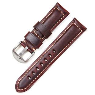 New high-end Italian oil wax leather strap men's retro watch strap rough Peena 20/22/24/26m