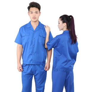 Manufacturer Customized Summer Light Blue Workwear Summer Factory Workshop Single Dustproof Clothes Short Youth Suit