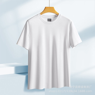 2025 New Summer Men's Short-sleeved Traceless Liquid Ammonia Cotton T-shirt Sport Lightweight Sweat-absorbent 7A Antibacterial Half-sleeved Top