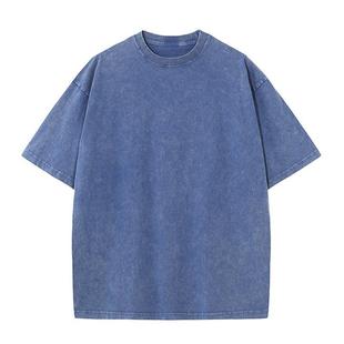 Cross-border Washed Used T-shirt Trendy Brand Pure Cotton Batik Vintage Fried Snowflake Washed Loose Short-sleeved oversiz Printing