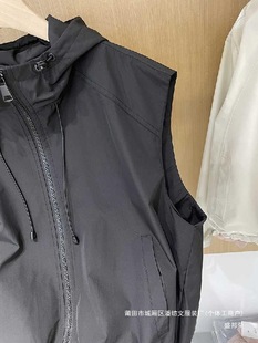 European Station 2025 Spring New Women's Clothing European Goods Vest Hooded Solid Color Fashion Vest Shoulder Ware Women's All-match Ren Cheng
