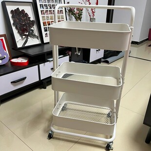 Trolley Floor-Standing Storage Rack Household High-Level Movable Multi-Layer Living Room Storage Snack Rack Kitchen Vegetable Basket