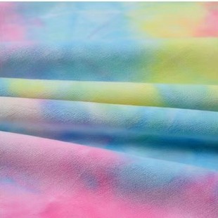 Ready Stock Tie-Dye Spandex Super Soft Fabric Printed Four-Way Elastic Crystal Super Soft Silver Fox Velvet Toy Clothing Fabric Wholesale