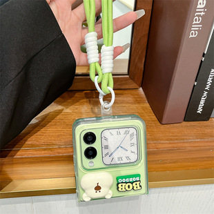 For Huawei novaflip Phone Case New novaflip Small Folding Transparent Green Bear p50pocke