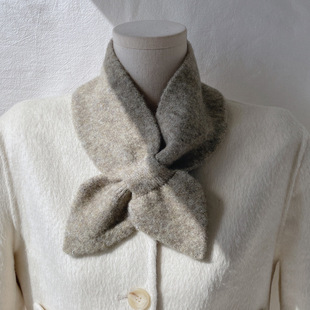 Simple solid color all-match peach heart cross scarf girls' short small scarf with wool cashmere winter warm scarf