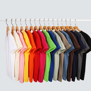 Heavy 210g T-shirt crew neck 16 color live broadcast small shoulder cotton short sleeve casual Joker advertising shirt short sleeve