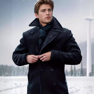 Upgraded 2024 European and American Cross-border New Men's Wear British Men's Mid-length Long Sleeve Woolen Coat Autumn and Winter